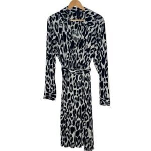 Lane Bryant Long Sleeve Wrap Collared Animal Print Dress